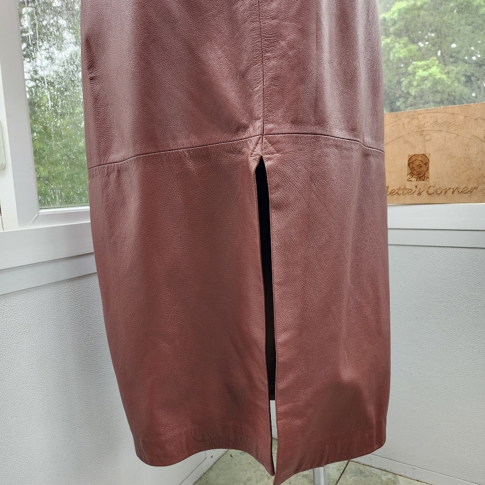 Spiegal Cognac Brown Real Leather Straight Maxi Skirt - Picture 6 of 17